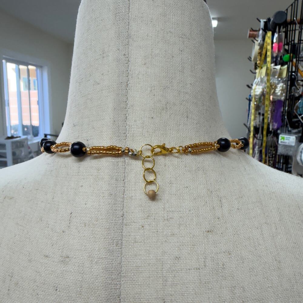 BLACK onyx and‎ seed bead chain. 24” - Picture 2 of 4